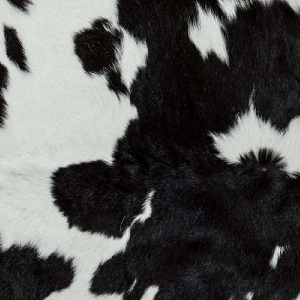 2' X 3' Black And White Cowhide Abstract Hand Woven Area Rug
