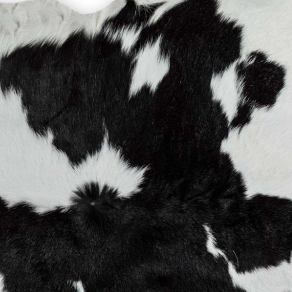 2' X 3' Black And White Cowhide Abstract Hand Woven Area Rug
