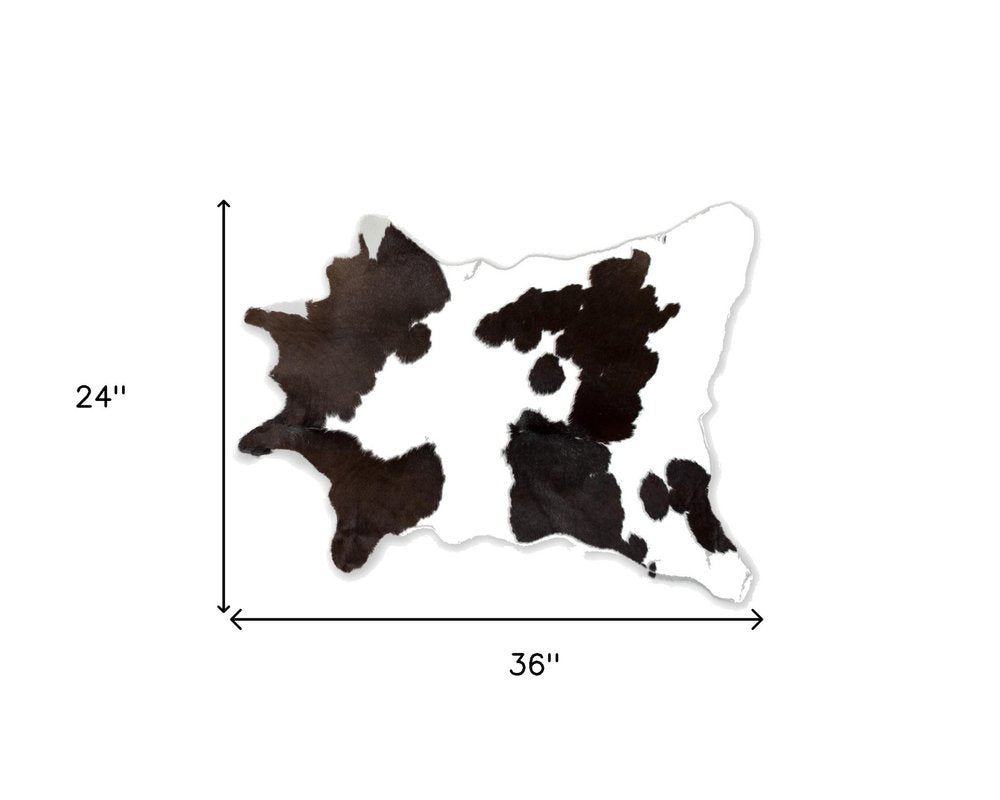 2' X 3' Black And White Cowhide Abstract Hand Woven Area Rug