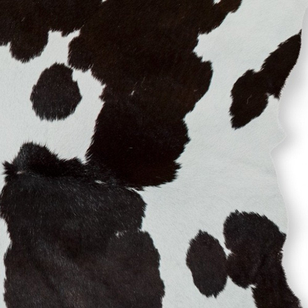 2' X 3' Black And White Cowhide Abstract Hand Woven Area Rug