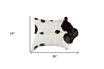2' X 3' Natural Black And White Calfskin Area Rug