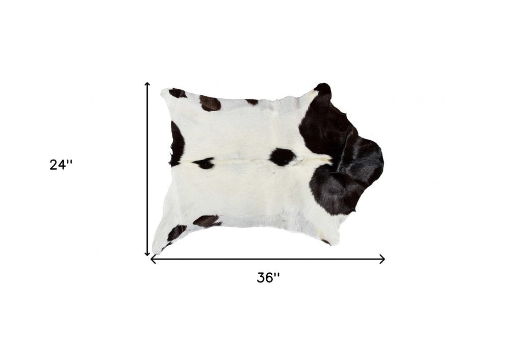 2' X 3' Natural Black And White Calfskin Area Rug