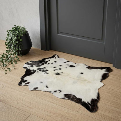2' X 3' Natural Black And White Calfskin Area Rug