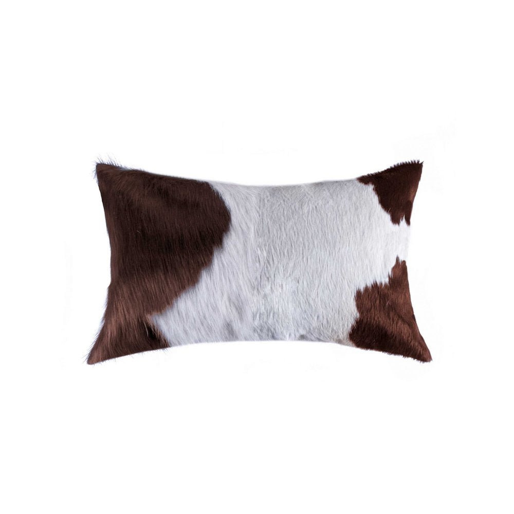 12" X 20" Off White Cowhide Throw Pillow