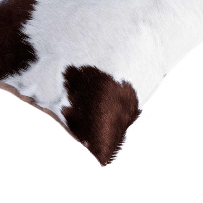 12" X 20" Brown Black And White Cowhide Throw Pillow