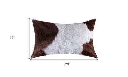 12 X 20 Gray And White Cowhide Throw Pillow
