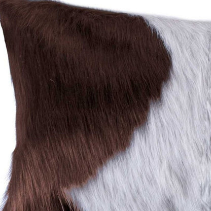 12" X 20" Brown Black And White Cowhide Throw Pillow