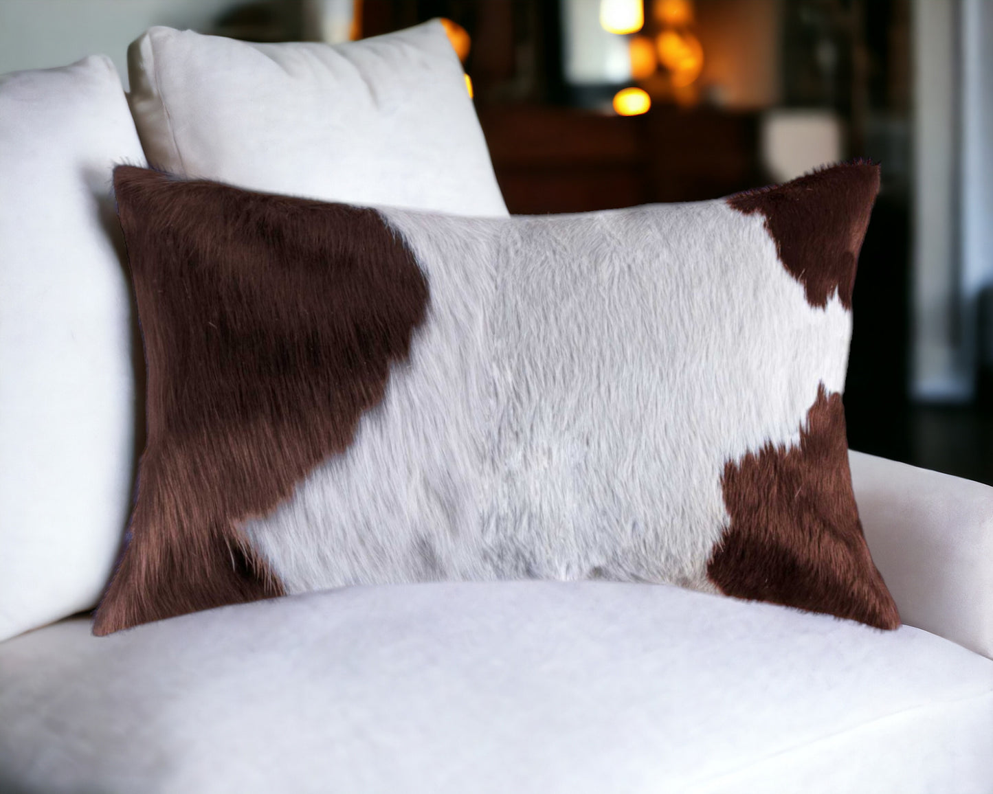 12 X 20 Black And White Cowhide Throw Pillow