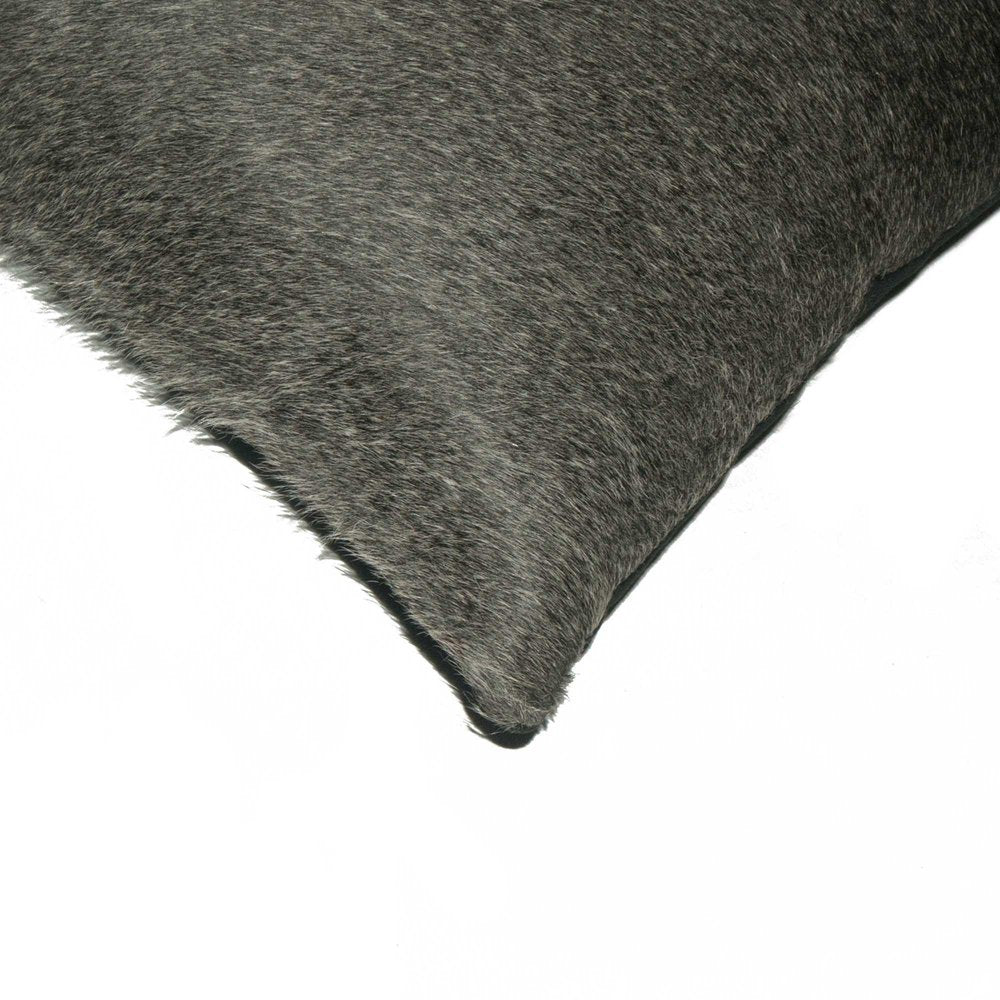 12" X 20" Brown Black And White Cowhide Throw Pillow