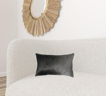 12" X 20" Off White Cowhide Throw Pillow