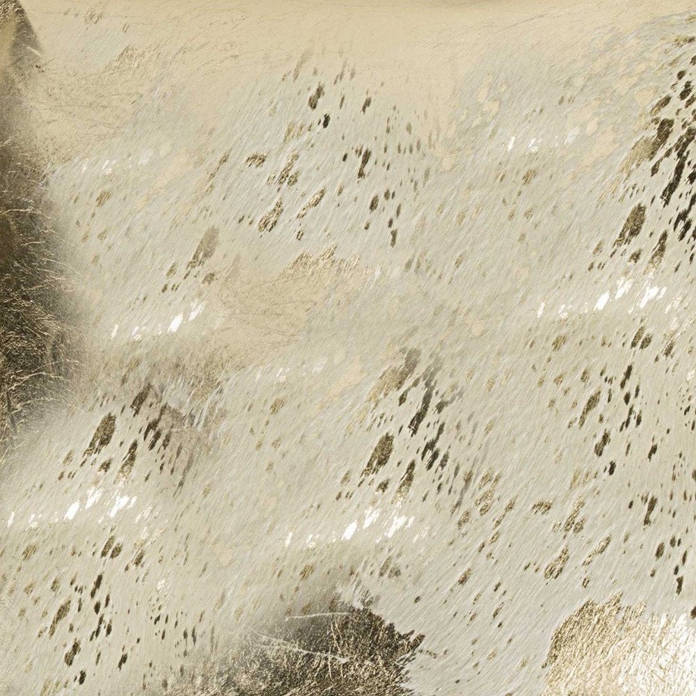 18" Beige And Gold Cowhide Throw Pillow