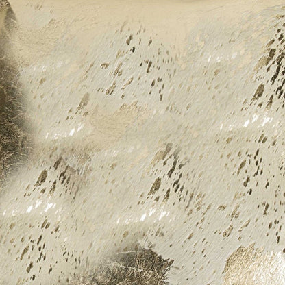 18" Beige And Gold Cowhide Throw Pillow