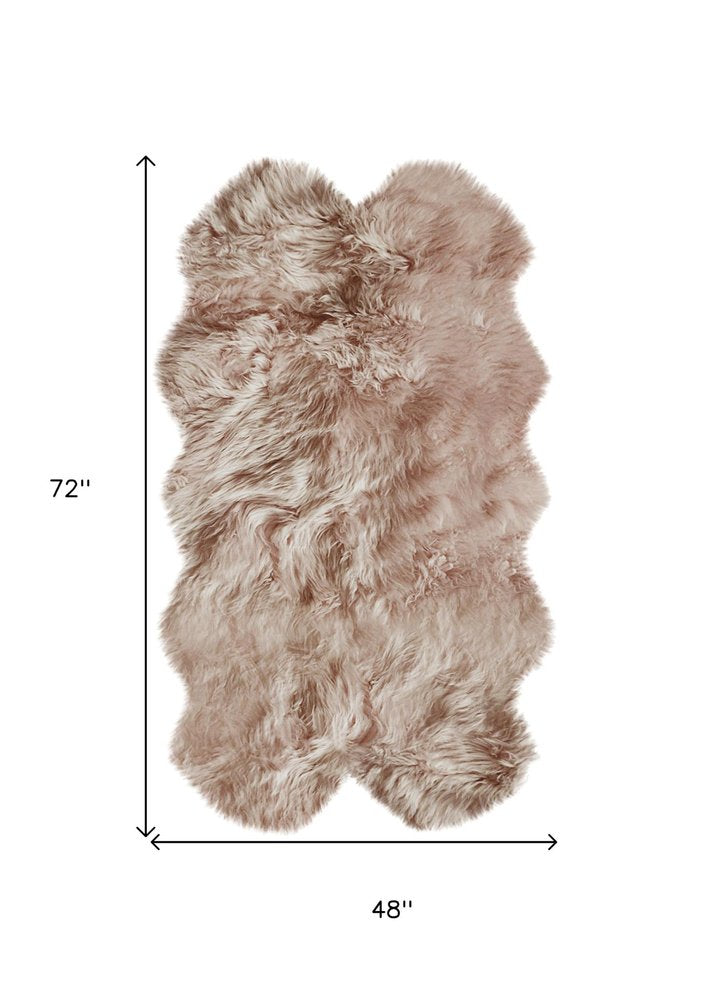 4' X 6' Gold Genuine Sheepskin Animal Print Shag Area Rug