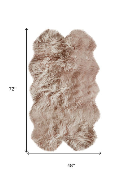 4' X 6' Gold Genuine Sheepskin Animal Print Shag Area Rug