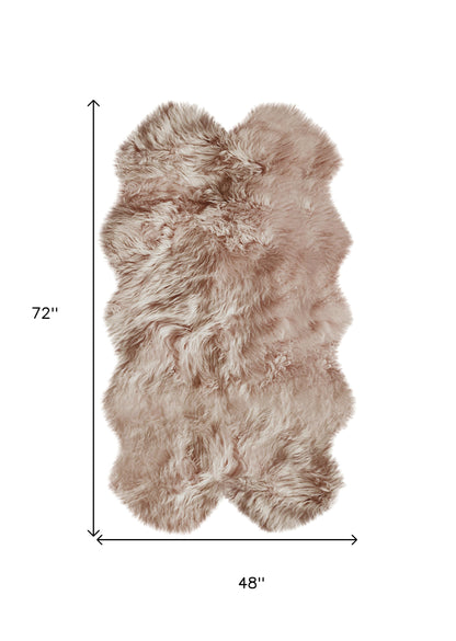 4' X 6' Pink Genuine Sheepskin Shag Area Rug