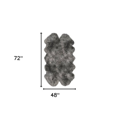 4' X 6' Gray Genuine Sheepskin Handmade Area Rug