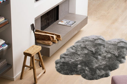 4' X 6' Gold Genuine Sheepskin Animal Print Shag Area Rug