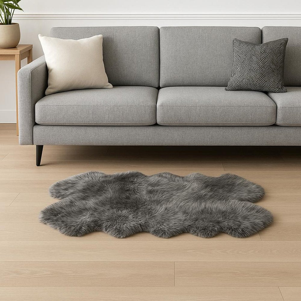 4' X 6' Gray Genuine Sheepskin Handmade Area Rug