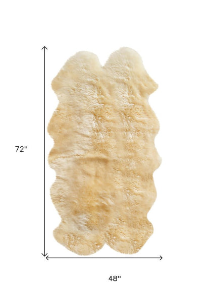 4' X 6' Gold Genuine Sheepskin Animal Print Shag Area Rug
