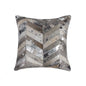 18" Silver Cowhide Throw Pillow