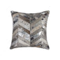 18" Silver Cowhide Throw Pillow