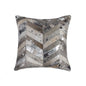 18" Silver Cowhide Throw Pillow