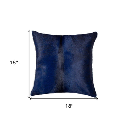 18" Navy Cowhide Throw Pillow