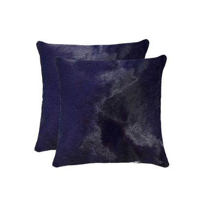 Set of Two 18" Gray Cowhide Throw Pillows