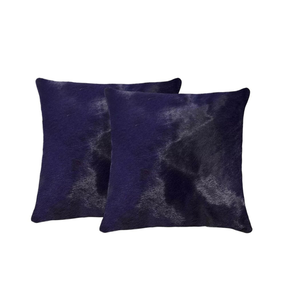 Set of Two 18" Gray Cowhide Throw Pillows