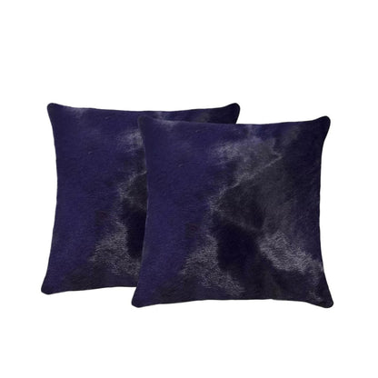 Set of Two 18" Navy Cowhide Throw Pillow