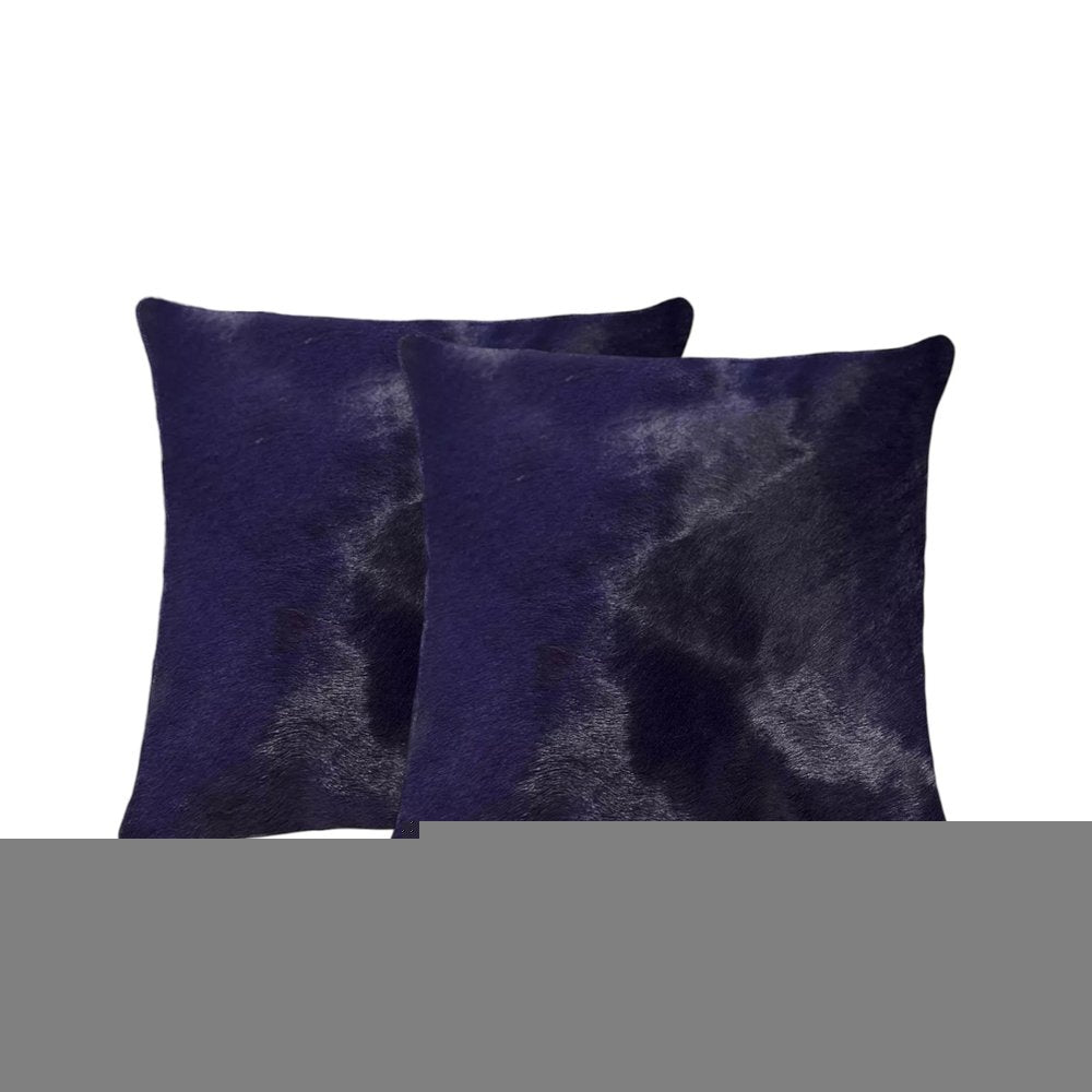 Set of Two 18" Navy Cowhide Throw Pillow