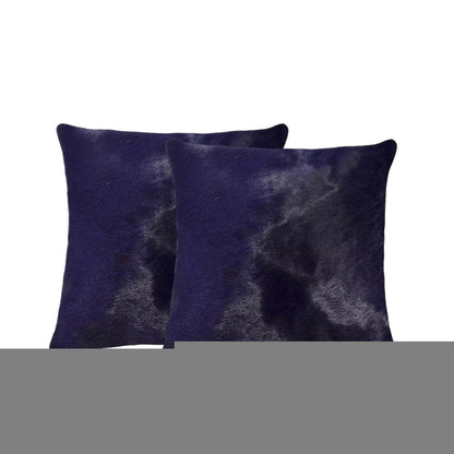 Set of Two 18" Navy Cowhide Throw Pillow