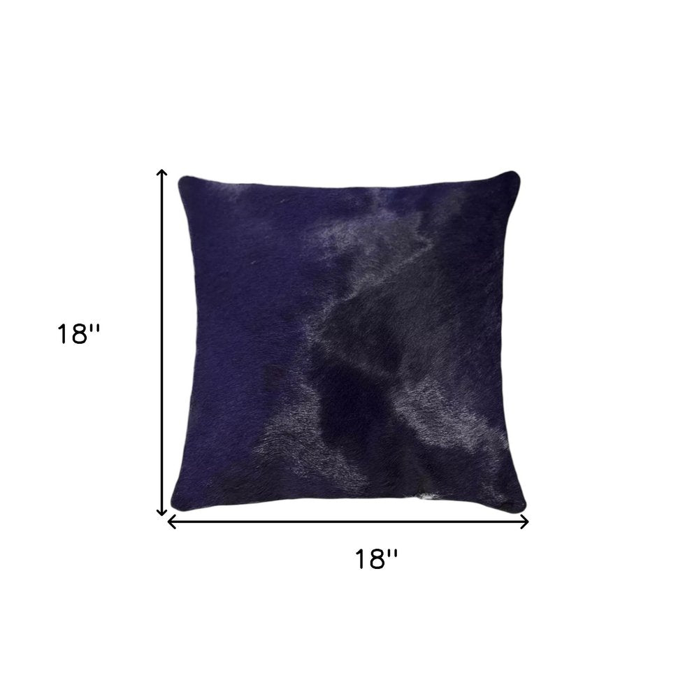Set of Two 18" Navy Cowhide Throw Pillow