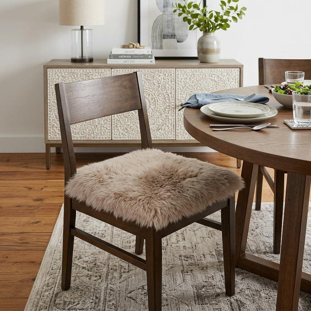 17" X 17" Brown And White Ombre Chair Pad