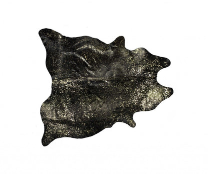 5' X 7' Black And Gold Cowhide Cowhide Print Area Rug