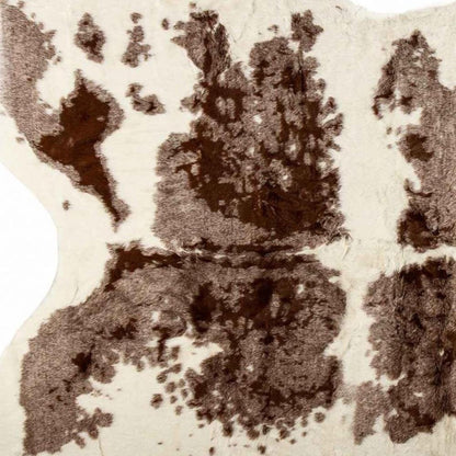5' X 8' Brown And White Faux Cowhide Area Rug