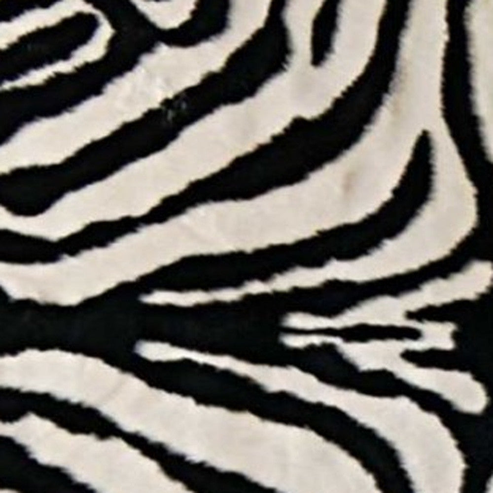 5' X 7' Black and White Faux Cowhide Zebra Print Area Rug