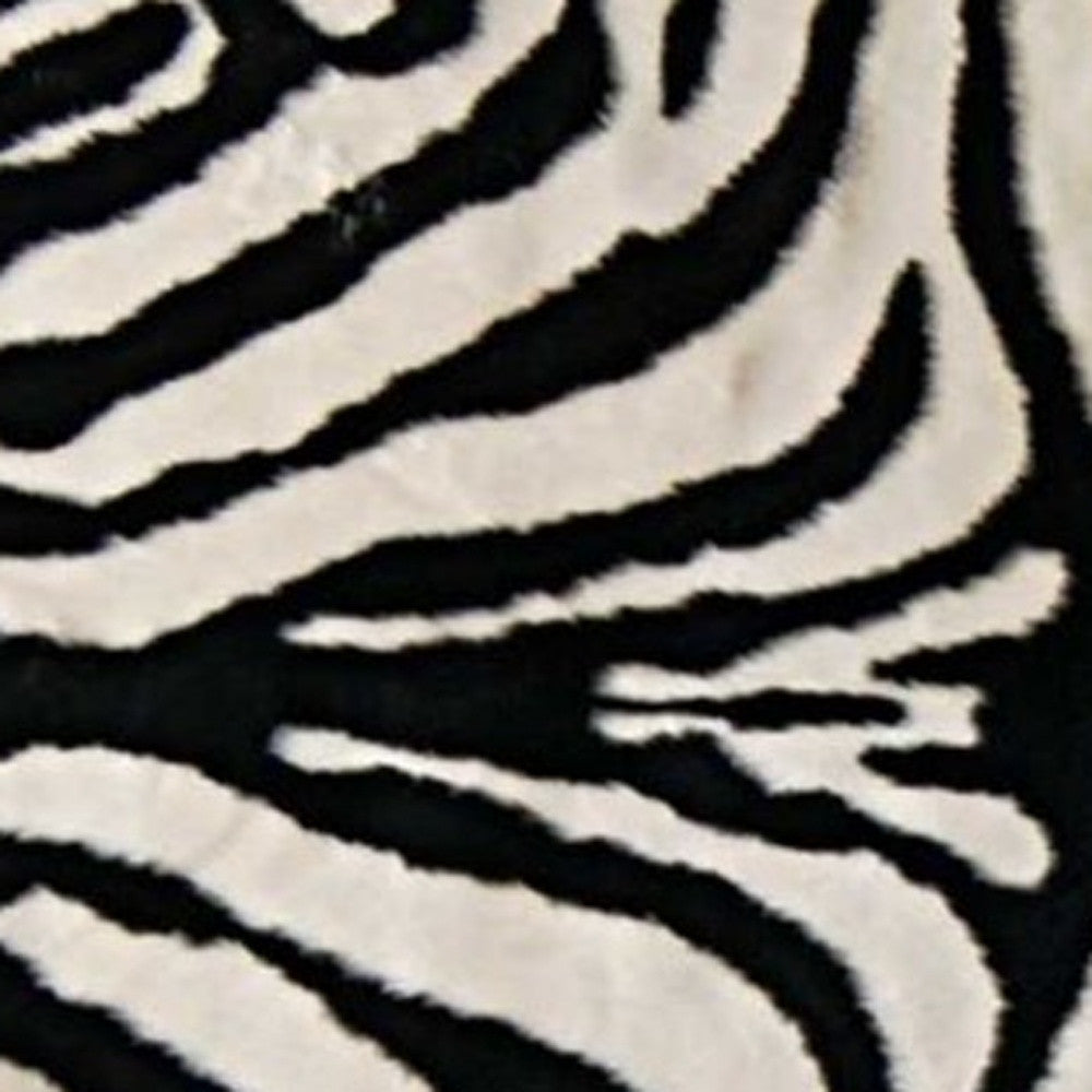 5' X 7' Black and White Faux Cowhide Zebra Print Area Rug