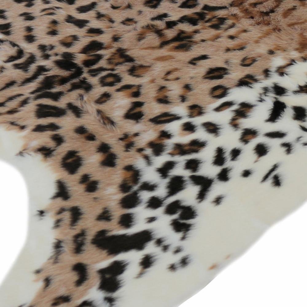 5' X 8' Brown And Black Leopard Print Hand Knotted Area Rug
