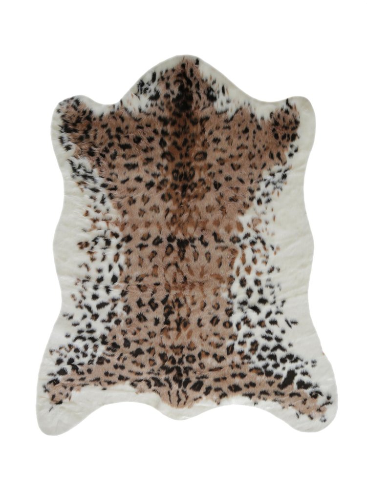 5' X 8' Brown And Black Leopard Print Hand Knotted Area Rug