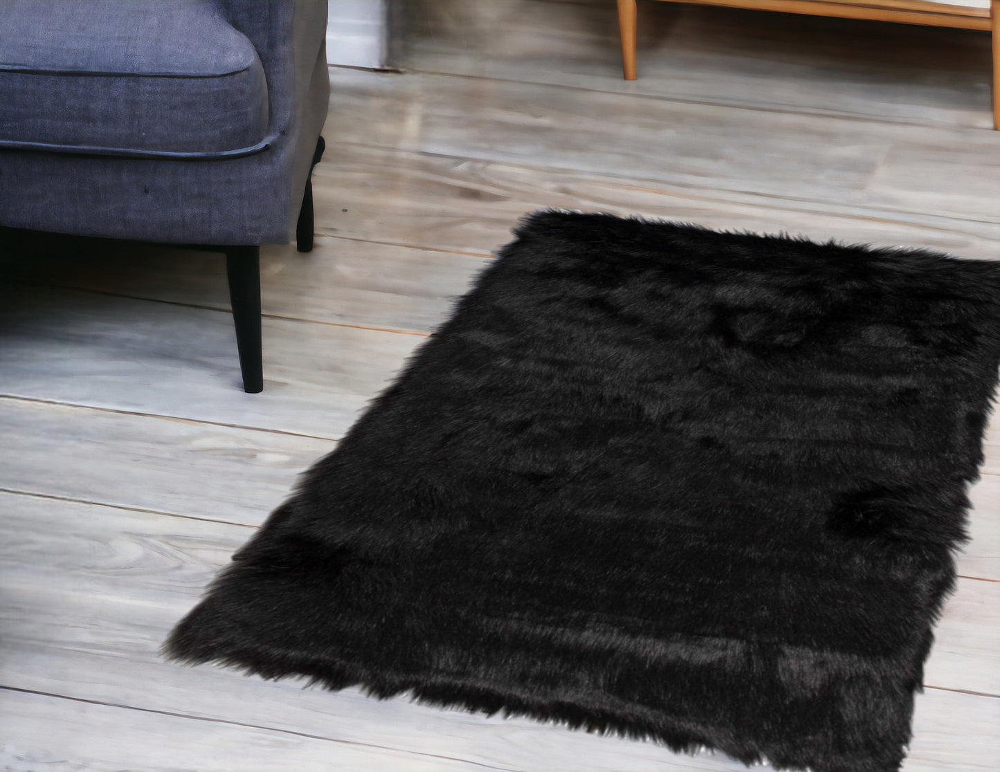 60" X 36" Off White Rectangular Faux Fur - Area Rug