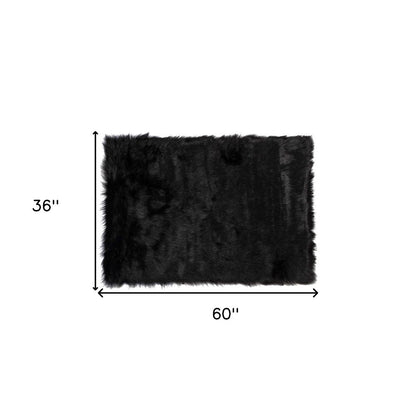 3' X 5' Gray Faux Fur Shag Area Rug
