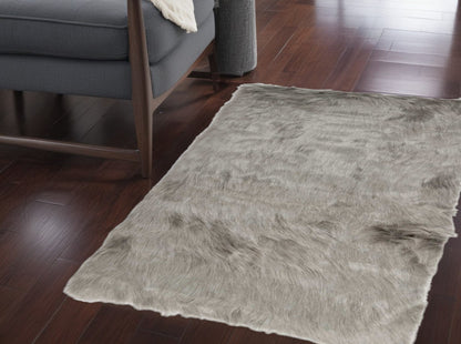 60" X 36" Off White Rectangular Faux Fur - Area Rug