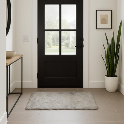 3' X 5' Off White Faux Fur Shag Area Rug