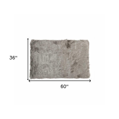 3' X 5' Off White Faux Fur Shag Area Rug