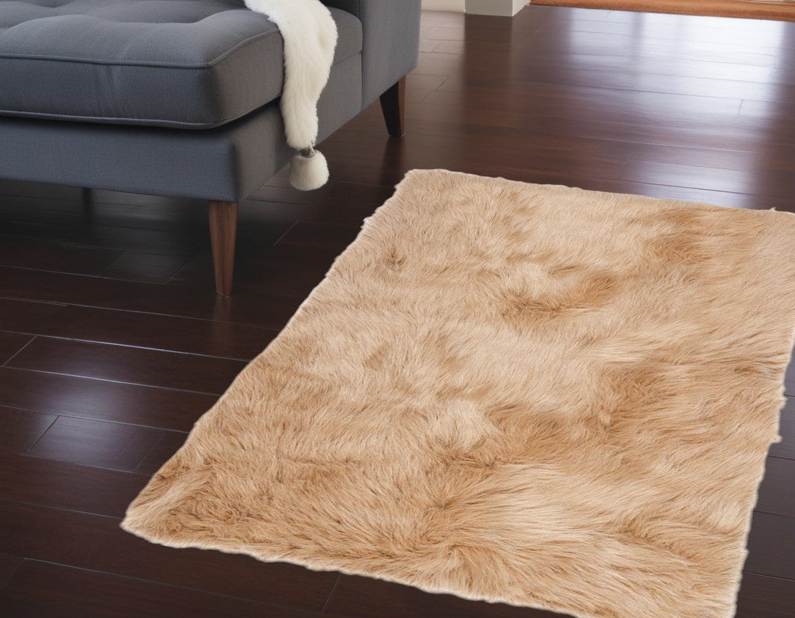 60" X 36" Off White Rectangular Faux Fur - Area Rug