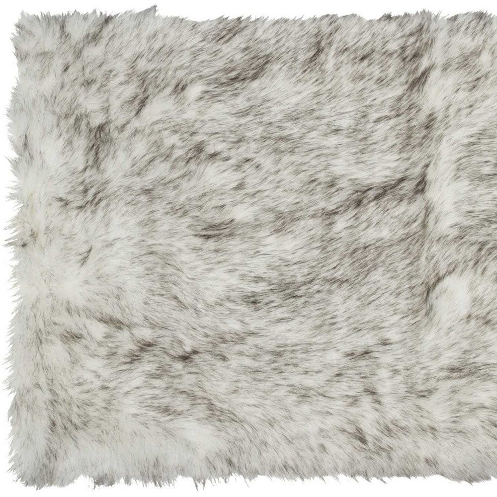 3' X 5' Gray Faux Fur Area Rug