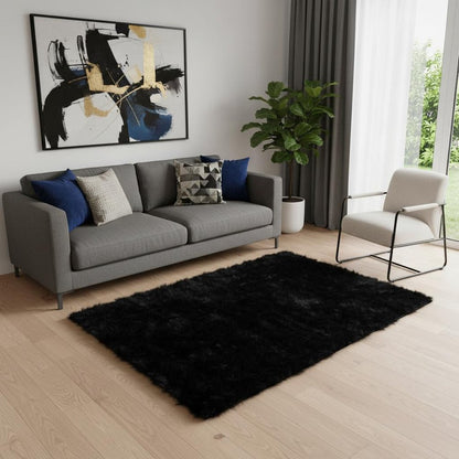 5' X 8' Black Shag Area Rug
