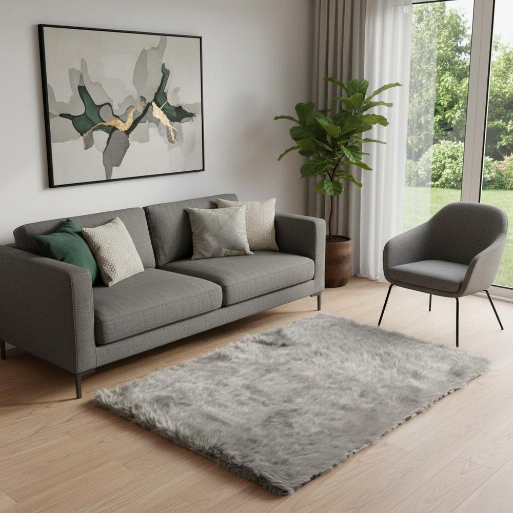 5' X 8' Black Shag Area Rug