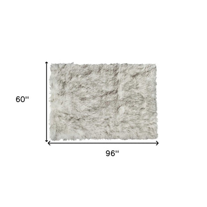 5' X 8' Gray Faux Fur Ombre Flokati Washable Area Rug